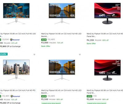 Flipkart: UP TO 75% OFF - Marq By Flipkart Monitors | Starts At ₹3,499/-