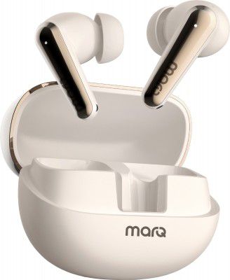 MarQ by Flipkart Rhythm Q1050 42 Hours Playtime Type C Fast Charging Bluetooth Quad Mic ANC Bluetooth Headset (Beige, True Wireless)