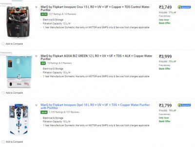Flipkart: Upto 82% OFF On Marq By Flipkart Water Purifiers Starts At ₹3208