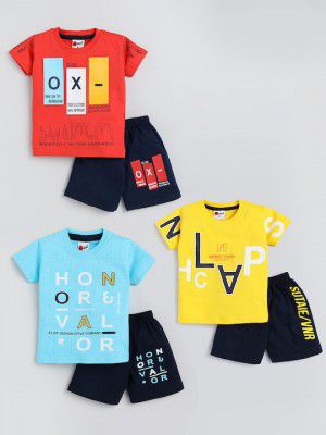 Mars Infiniti Boys Pack Of 3 Printed Pure Cotton T-shirt With Shorts