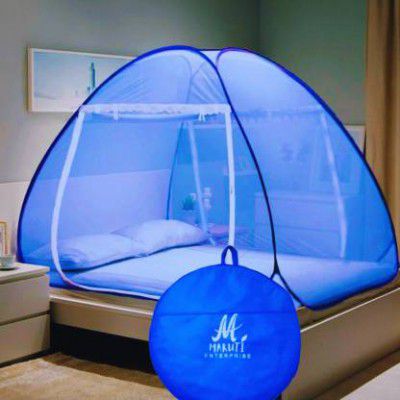 Maruti Enterprise Polyester Adults Washable ® Double Bed, King Size, Big Large Super - 6x6, 7x7, 8x8, 6x6.5 ft - Foldable Portable Insect Screen Machhardani Mosquito Net  (Light Blue, Tent)