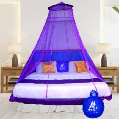 Maruti Enterprise Polyester Adults Washable Double Bed (round) Mosquito Net  (Purple, Ceiling Hung)