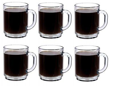 Marve Coffee Mug Clear Glass Coffee ( Pack of 6, 280 ml )