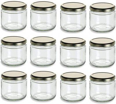 Marve pack of 12 Salsa Glass Jars for Kitchen Storage Jar