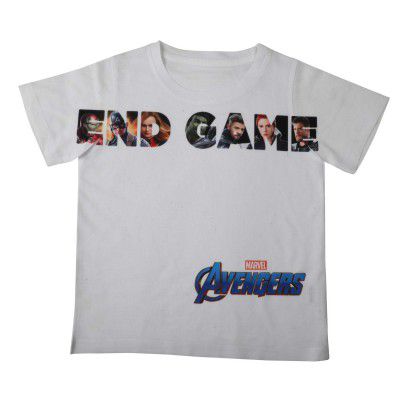 Marvel Avengers by Wear Your Mind Boy's Animal Print Regular fit T-Shirt (DMA0083_11-12Y_White 11-12Y)