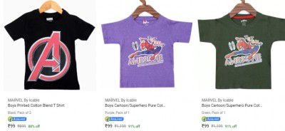 Marvel By Icable Kids T-Shirts Starts ₹99 