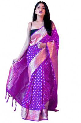 Marvish Women's Kanjivaram Soft Lichi Silk Saree With Blouse Piece (LV VIVERA PERENT)