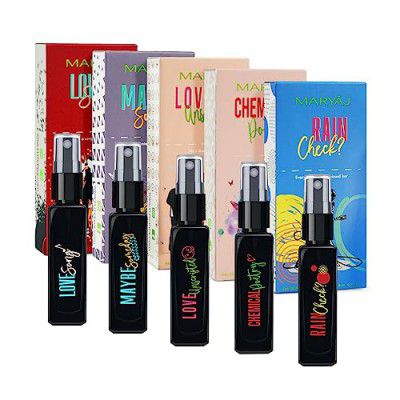 Maryaj Love Song EDP and Maybe Someday EDP and Love Unscripted EDP and Chemical Poetry EDP and Rain Check? EDP (Pack of 5, Each 8ML) Long Lasting Scent Spray Gift For Men and Women