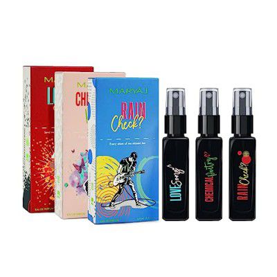 Maryaj Love Song EDP Gift For Her and Chemical Poetry EDP Gift For Her and Rain Check? EDP Gift For Him (Pack of 3, Each 8ML)