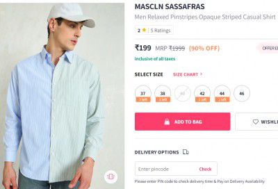 MASCLN SASSAFRAS Men Relaxed Pinstripes Opaque Striped Casual Shirt