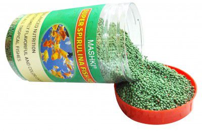 MASHKI Super Spirulina Fish Food for All Tropical Fish and Aquarium Fish for Growth Color & Health Enhancing Formula for All Stages of Fish (Seafood) Fish Food for Aquarium