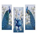 Masstone Peacock Wall Art for Living Room | Wall Art for Bedroom (15x18 Inch) | Wall Art Frames Set of 3 | Wall Hanging Art Decor | Beautiful Pair of Peacock & Flower Vase | Modern Art Wall Painting...