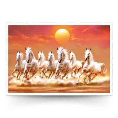 Masstone Seven Horses Vastu Poster | Wall Poster for Bedroom | Poster for Wall Decoration | Seven Running Horses Wall Decor | Seven Running Horse Wall Painting Poster (12x18 Inch)