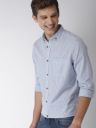 Mast & Harbour Men Blue & White Slim Fit Striped Casual Shirt...