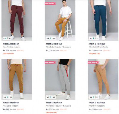 Mast & Harbour Men's Trousers Upto 85% Off