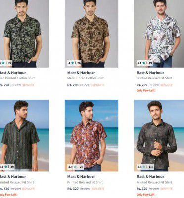 Myntra: Upto 87% OFF On Mast & Harbour Mens Shirts