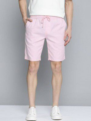 Mast & Harbour Solid Men Pink Regular Shorts