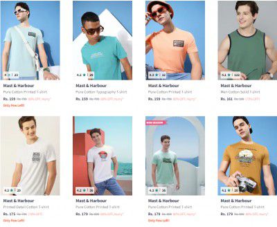 Mast & Harbour Mens T-shirts Upto 86% | Starts ₹149