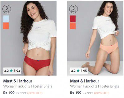 Mast & Harbour Women Briefs Pack of 3 @Just Rs 199