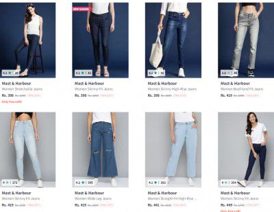 Mast & Harbour Women's Jeans Starts at Rs 398