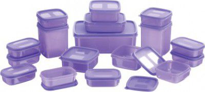 MASTER COOK 17 Pieces - 200 ml, 330 ml, 1630 ml, 150 ml, 500 ml, 700 ml Polypropylene Fridge Container (Pack of 17, Violet)
