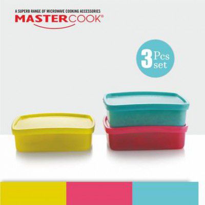 MASTER COOK Polypropylene Fridge Container - 400 ml  (Pack of 3, Multicolor)