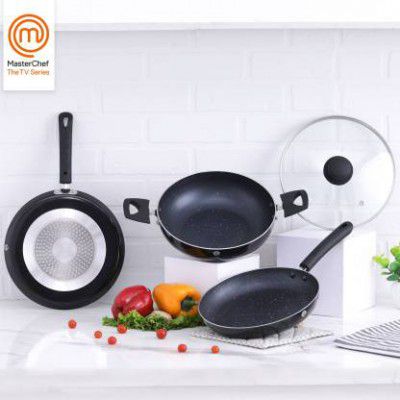 MasterChef Champions Black Induction Bottom Non-Stick Coated Cookware Set  (Aluminium, 3 - Piece)