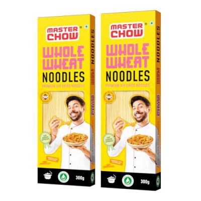 MasterChow Healthy Whole Wheat Noodles- Pack of 2 | 100% Atta | No Maida, Not Fried | Serves 10 Meals - 600gms