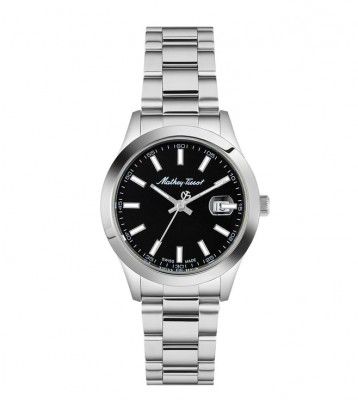 Mathey-Tissot Stainless Steel Black Dial Women Analogue Watch-D450An_SMU, Silver Band