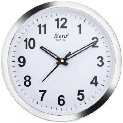 matiz Analog 20 cm X 20 cm Wall Clock  (Silver, With Glass, Standard)