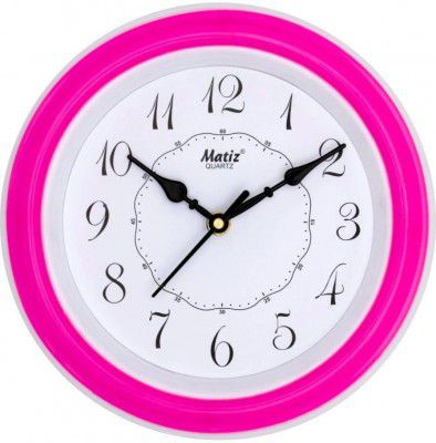 Matiz Analog 30 cm X 30 cm Wall Clock | Brown | with Glass | Standard| 107 Pink