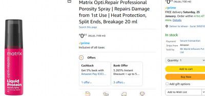 Matrix Opti.Repair Professional Porosity Spray | Repairs Damage from 1st Use | Heat Protection, Split Ends, Breakage 20 ml