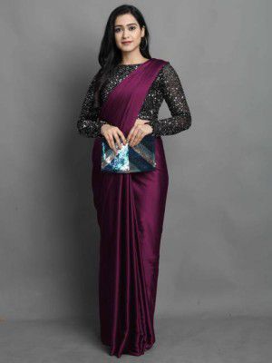 MATRUCHHAYA  Embroidered, Woven Bollywood Silk Blend, Satin Saree  (Magenta)