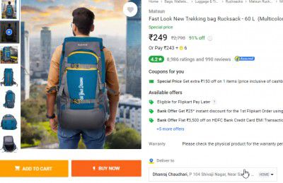 Matsun  Fast Look New Trekking bag Rucksack - 60 L