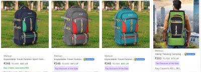 Matsun Rucksacks Bags Start @ ₹344 | Upto 88% Off