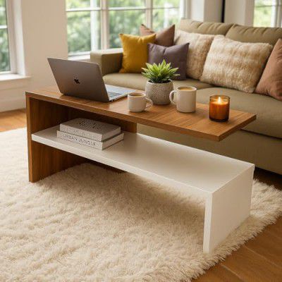 MATTERHORN Concord Engineered Wood Coffee Table for Living Room |Wooden Sofa Table 900 x 450 x 415 mm (Beige and White)