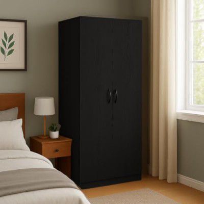 MATTERHORN LuxeStore 2-Door Wardrobe – Ebony Black  | 1830mm (H) X 750mm (W) X 460mm (D) | Durable Build | Free Installation
