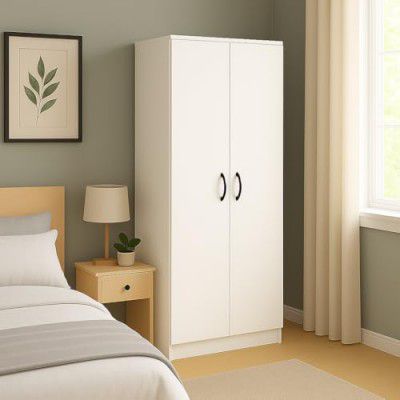 MATTERHORN LuxeStore 2-Door Wardrobe – White Mist | 1830mm (H) X 750mm (W) X 460mm (D) | Durable Build | Free Installation