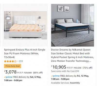 Mattresses Up to 85% off + Bank offer discount | Amazon Summer Sale