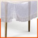 Matworks by Bathla - Argento Plastic Table Cover for Dining Table with Silver Lace - Rectangular - (60" X 108")| Pebbles...