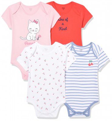 Max Baby Girls Printed Ring Snap Closure Bodysuit - Pack of 4