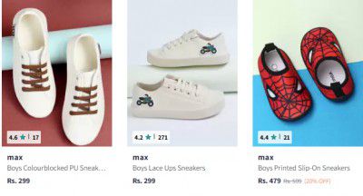 Myntra : Max Boys Sneakers Starts at Rs 280