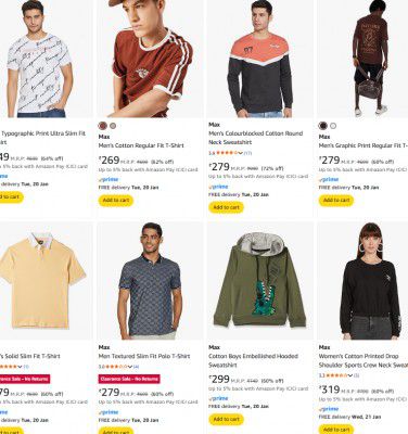 Amazon : Up to 62% OFF - Max Mens Clothing