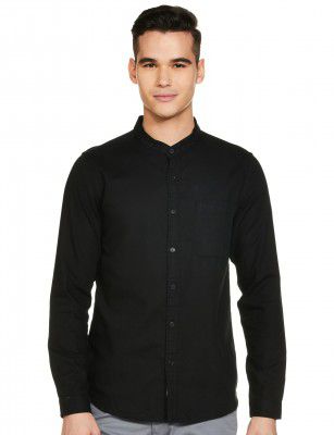 Max Men Solid Full Sleeves Slim Fit Smart Casual Shirt
