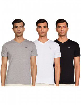 Max Men's Half Sleeves Regular Fit Solid V-Neck Lounge T-Shirt- Pack of 3