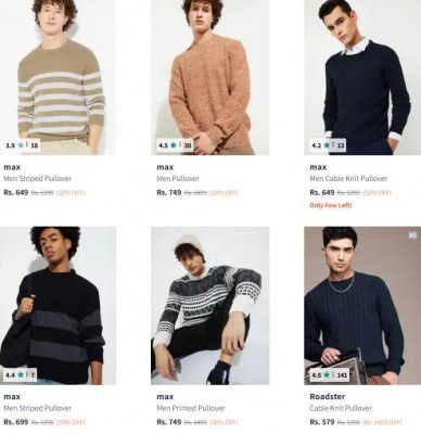 Upto 50% OFF -  Max Mens Sweaters