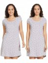 Max Nylon Women Printed Round Neck Mini Chemise Nighty - Pack of 2...