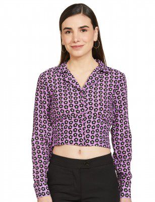 Max Women Printed Lapel Collar Crop Regular Fit Shirt