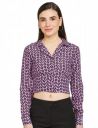 Max Women Printed Lapel Collar Crop Regular Fit Shirt...
