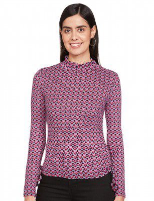 Max Women Regular Fit Geometric Printed Crop Top with Ruching